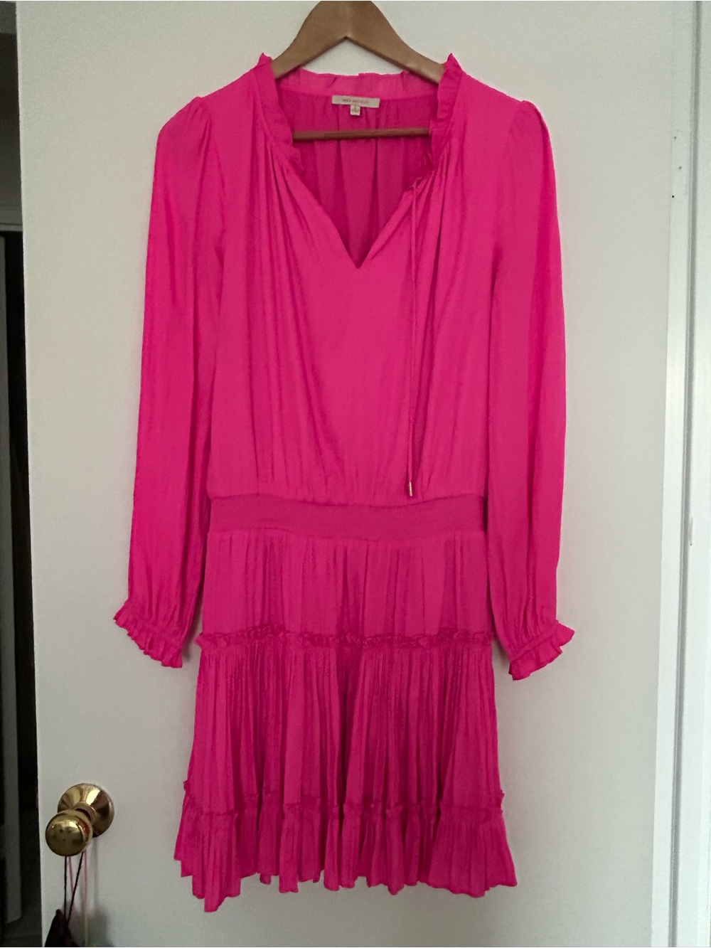 Skies are BlueWomen's Bright Pink Long-Sleeve Tiered Dress